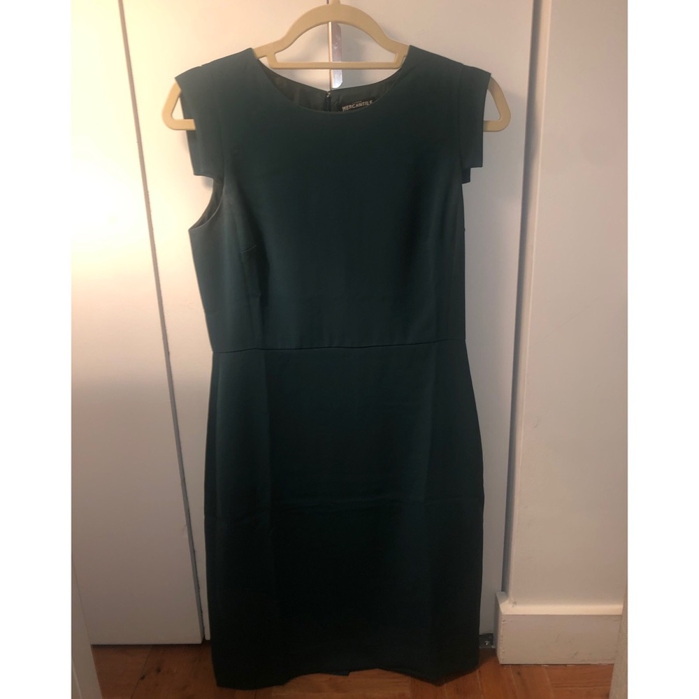J Crew Mercantile Cap-sleeve sheath dress emerald